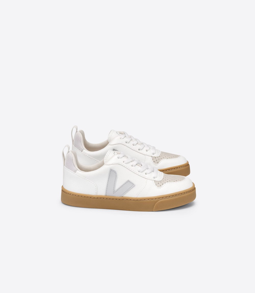 Veja Trainers Kids White/Beige - V-10 Lace Cwl - XAZP-56329